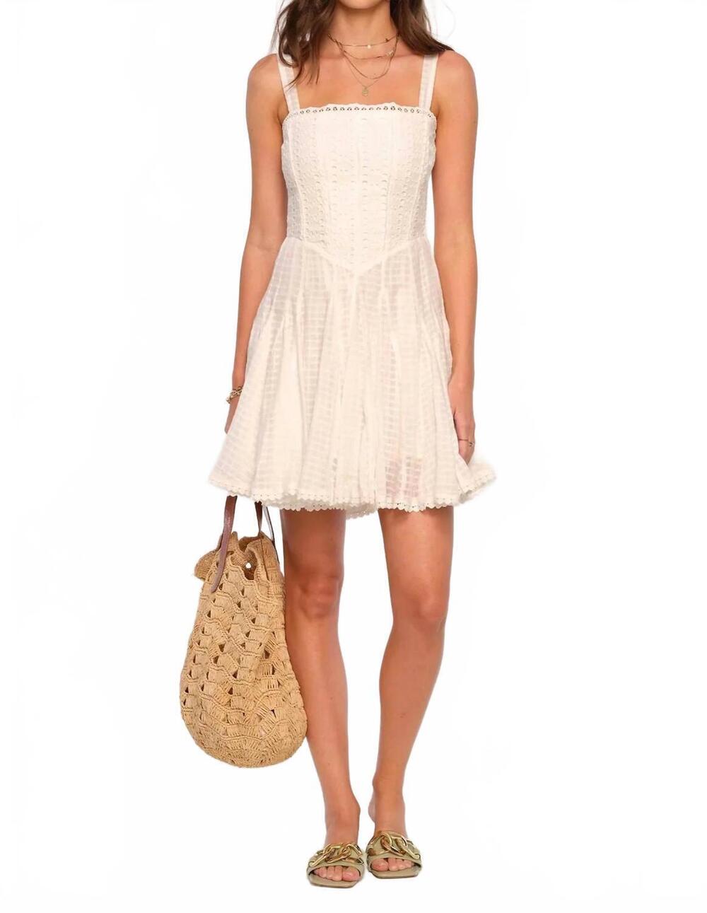NEW HEARTLOOM eyelet bodice mini dress in off white